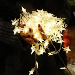 led彩灯星星灯串 圣诞节日橱窗亮化装饰五角星灯电池USB插电灯串