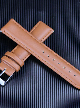 柔软真皮表带平纹 10mm 18 20 22mm24mm手表表带男女绿蓝色粉紫色