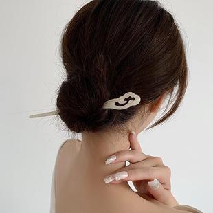 素白古风发簪盘发头饰醋酸人鱼簪子简约现钗日常挽发汉服簪子