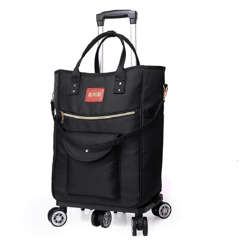 轻便防水拉杆包大容量帆布旅行包手提斜挎行李袋买菜购物拉杆箱