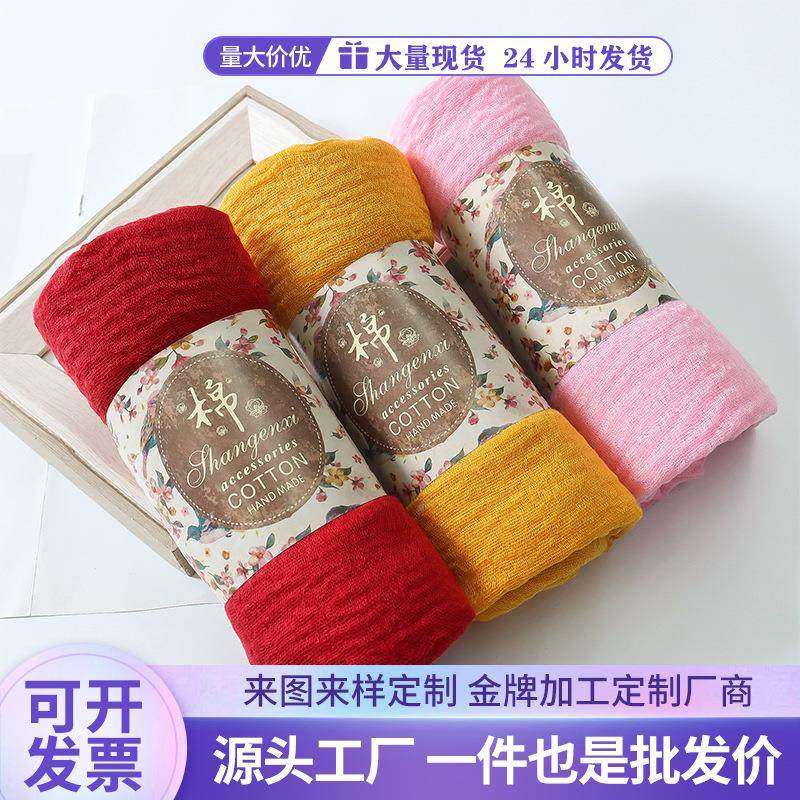 秋冬围巾外贸色棉麻纱巾情侣文艺百搭丝巾流苏包头巾厂家