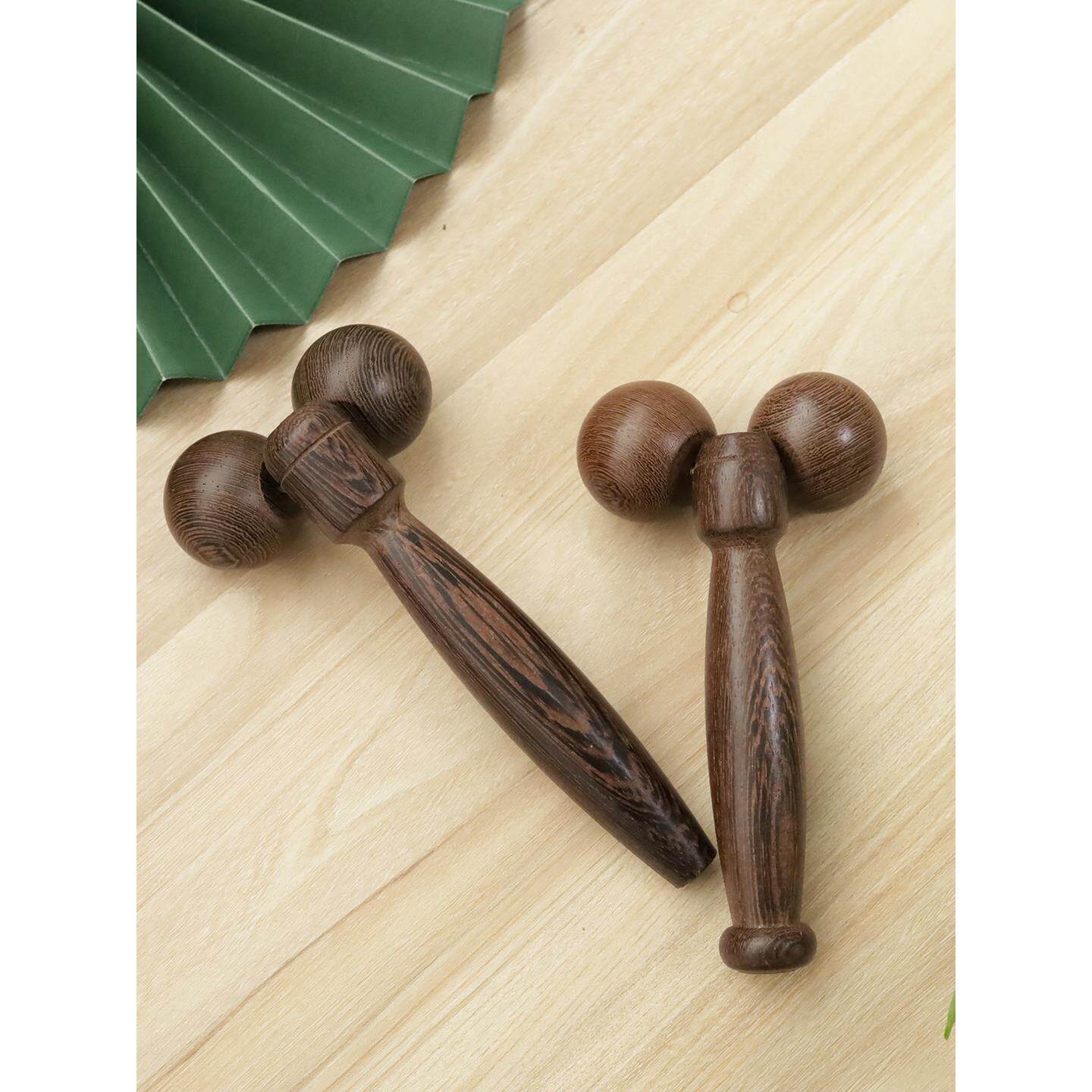 鸡翅木按摩滚轮器双球手动式滚轮按摩面部筋膜家用便携提拉双礼物