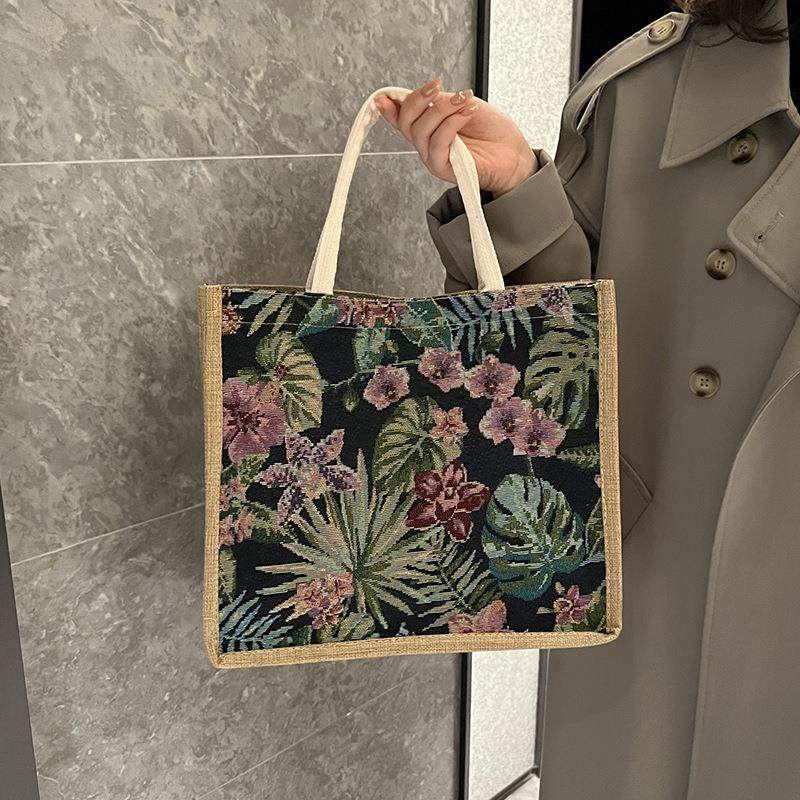 韩版女士手提公文包职业通勤包托特包棉麻包大容量单肩包潮流时尚