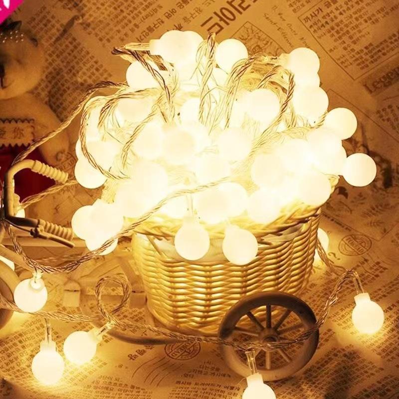 卧室氛围灯婚庆装饰小灯串led太阳能灯气泡球磨砂小圆球灯串