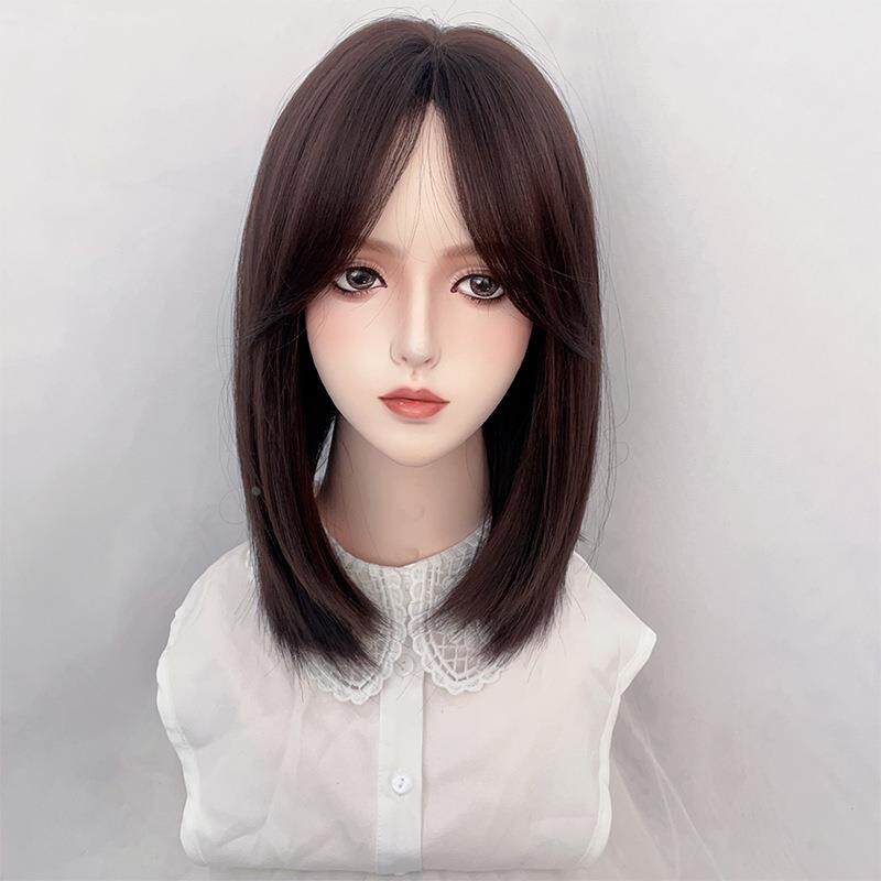 假发女短发新款波波头中分直发时尚自然中长发网红锁骨发礼物