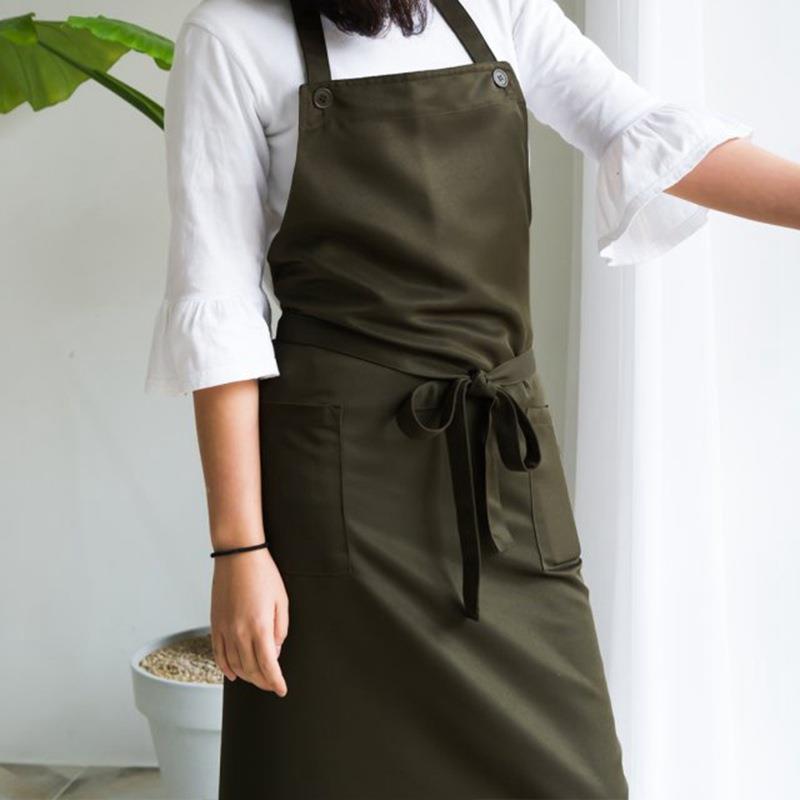 韩版时尚围裙印字刻制logo时尚可爱厨房做饭餐厅服务员奶茶工作服