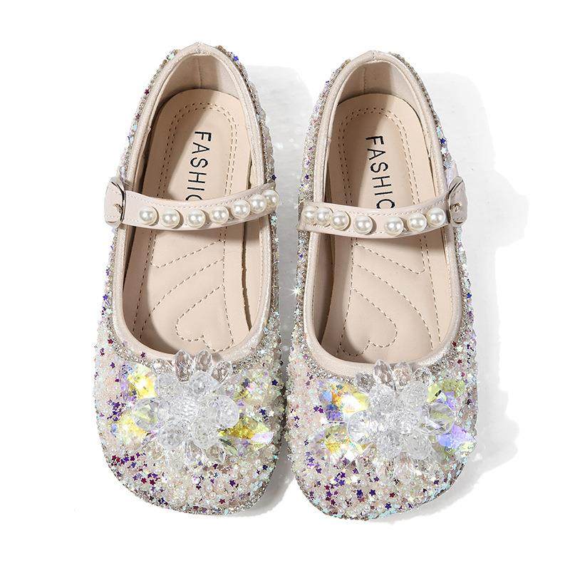 女童公主水晶单鞋2027秋季新款小女孩软底闪亮童鞋儿童亮片平底鞋