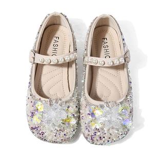 女童公主水晶单鞋2027秋季新款小女孩软底闪亮童鞋儿童亮片平底鞋
