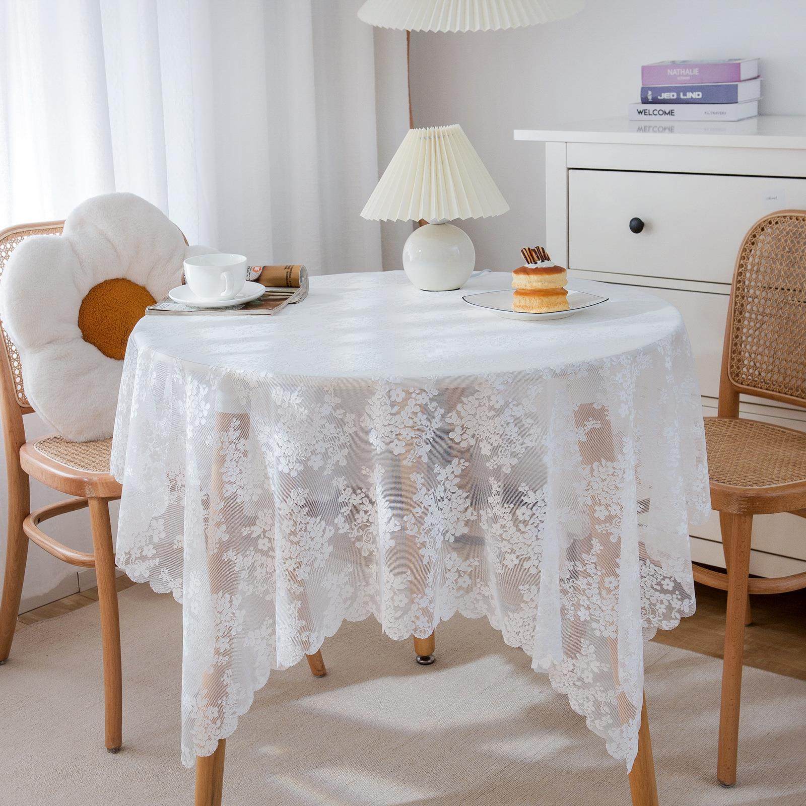 长方形白色蕾丝桌布高级感ins风复古 床头柜 洗衣机 冰箱防尘盖布