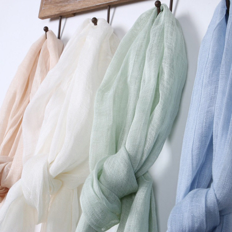 韩国东大门春夏轻薄亚麻围巾 色防晒围巾 源头