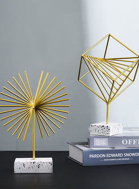 北欧简约铁艺金色银杏叶摆件酒柜玄关客厅创意家居电视柜装饰摆设