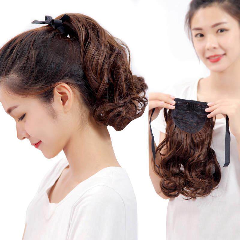 短马尾假发女绑带式隐形仿真大波浪卷短发假发片发尾直销卷发礼物