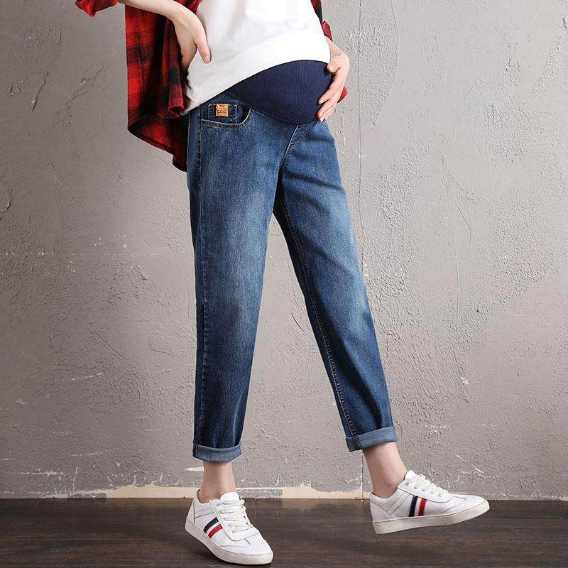 大码孕妇裤牛仔裤春秋装新款时尚潮孕妈托腹裤宽松休闲阔腿长裤子