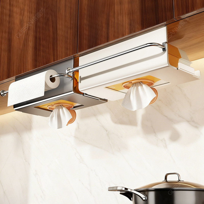 厨房湿巾收纳盒橱柜吊柜倒挂抽纸盒家用保鲜膜抹布挂架卷纸置物架,家庭/个人清洁工具,卷纸器/纸巾架,淘宝优惠券,粉丝福利购,淘宝优惠卷