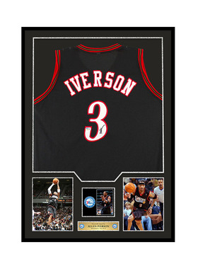 阿伦·艾弗森 亲笔签名 “答案”黑色职业风格球衣 beckett认证