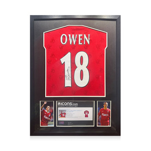 欧文 亲笔签名 1996赛季利物浦队球衣 icons证书 精装裱