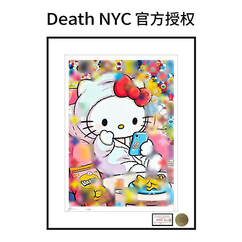 DeathNYC签名限量版画HelloKitty生日礼物主卧装饰画高级感挂画