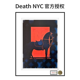 中古风小众艺术马年新年创意画客厅玄关挂画DeathNYC限量版画