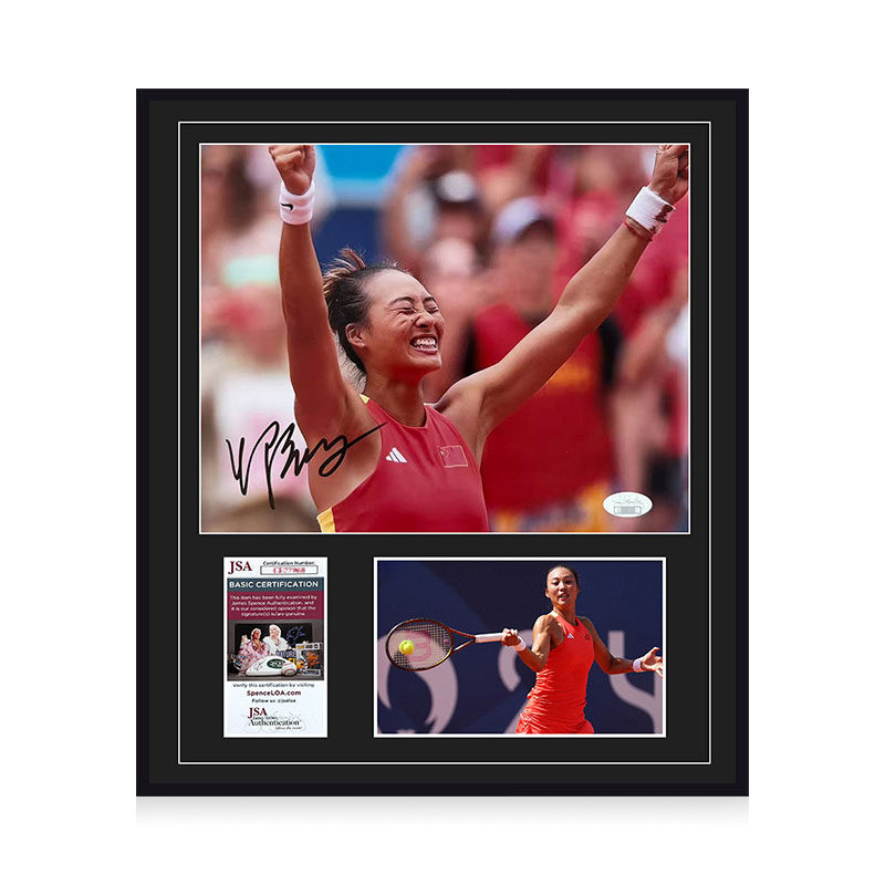 郑钦文 亲笔签名 10寸网球奥运会中国队照片 JSA权威认证 精装裱