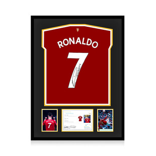 C罗 罗纳尔多 亲笔签名 2021-22赛季 曼联队球衣 EM证书 精装裱