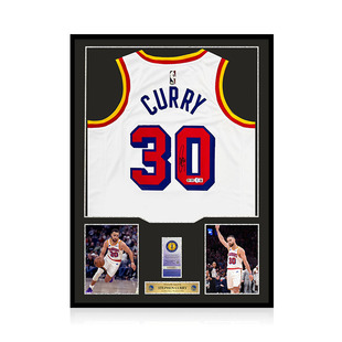 亲笔签名 精装 金州勇士队复古球衣 Beckett双认证 裱 USASM 库里