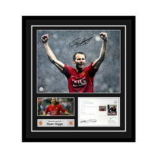 吉格斯 亲笔签名 曼联队照片UCL Winner EM证书 精装裱