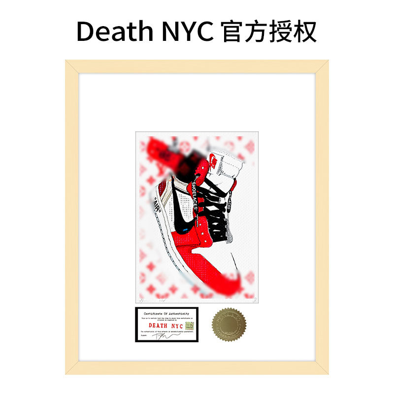 Death NYC亲签限量版画AJ球鞋潮流装饰画 男生房间挂画