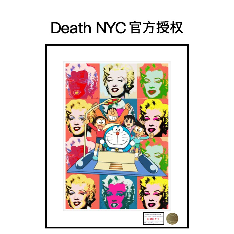deathnyc官方授权版画哆啦a梦时光机版画机器猫限量潮流装饰