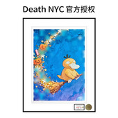 画宝可梦可达鸭潮流装 Death NYC签名限量版 饰画卧室床头挂画圣诞