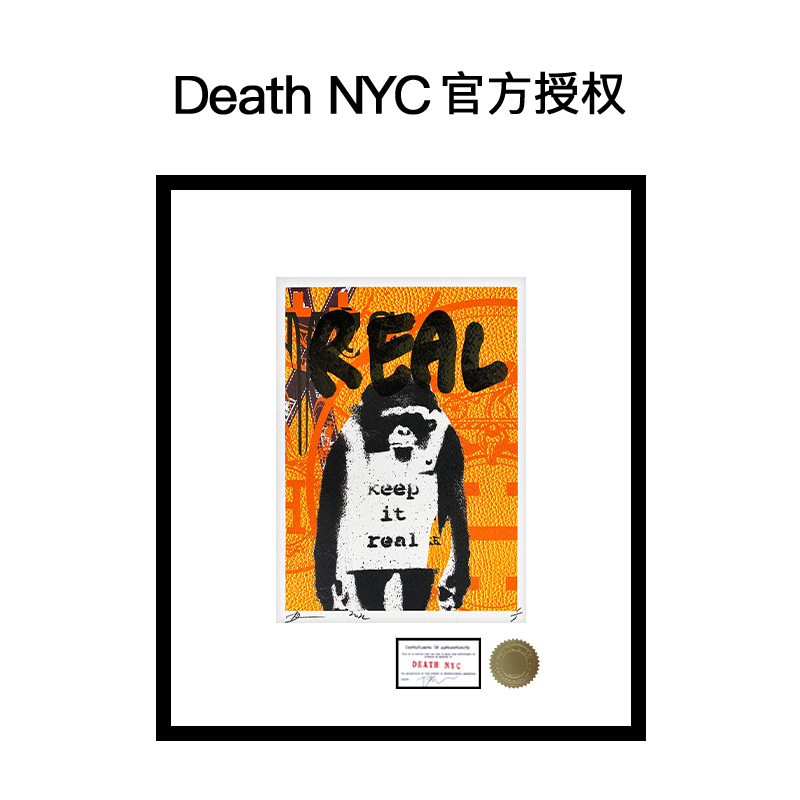 [独版收藏]Death NYC官方授权亲笔手绘限量版画班克斯猩猩潮流