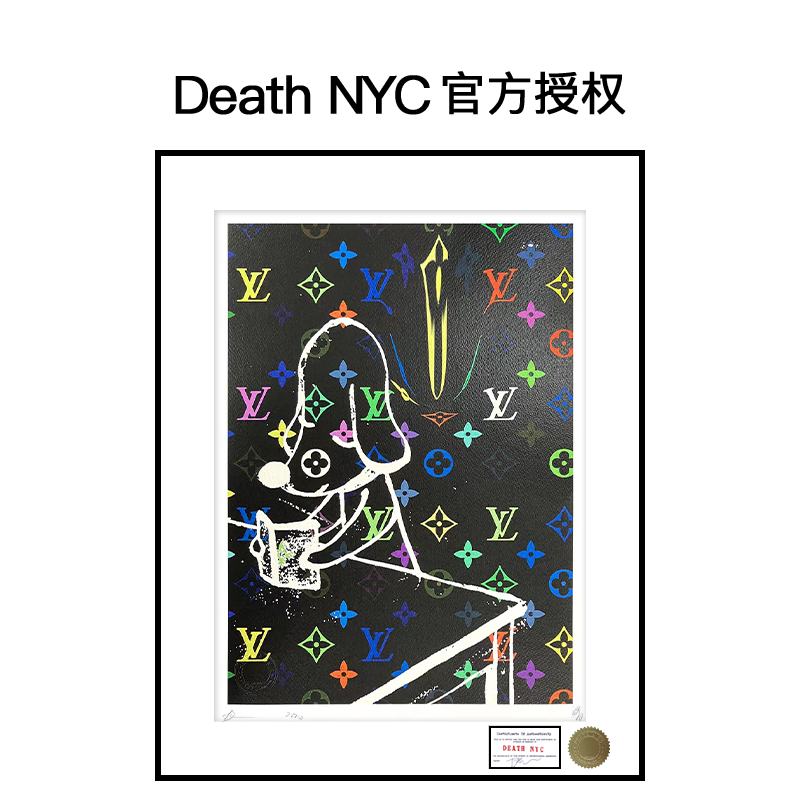 Death NYC官方授权限量亲签潮流版画青森犬LV挂画 正品保真