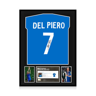 皮耶罗 亲笔签名 2002赛季意大利国家队球衣 icons证书 精装裱