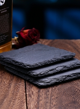 专属酒杯岩石杯垫日式板岩吸水清酒梅酒杯托侘寂富士山风岩板杯垫