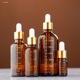 滴管精油刻度分装瓶玻璃茶色避光精华高档空瓶胶头食品级香水