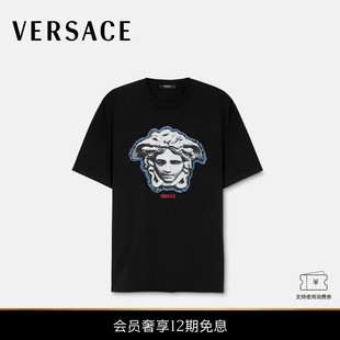 新品 印花棉质平纹针织常规版 VERSACE 男士 T恤 范思哲