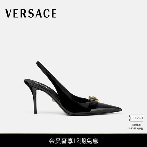 【12期免息】VERSACE/范思哲 女士Gianni Ribbon露跟中跟鞋