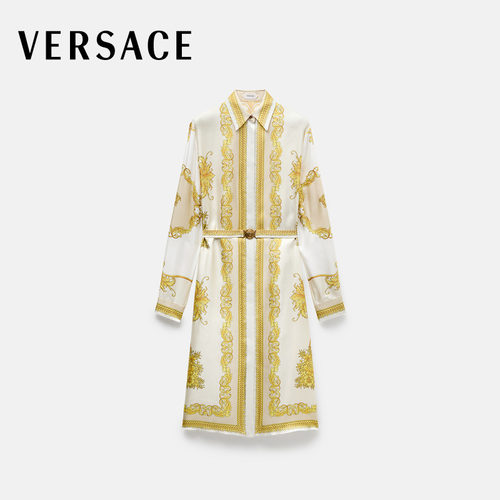 【秀场同款】VERSACE/范思哲 女士印花真丝斜纹迷笛连衣裙