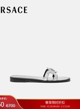 【季末优惠】VERSACE/范思哲 女士Medusa '95金属质感平底凉鞋