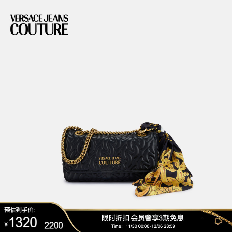 【限时优惠】VERSACE JEANS COUTURE 女士丝巾装饰Logo单肩包
