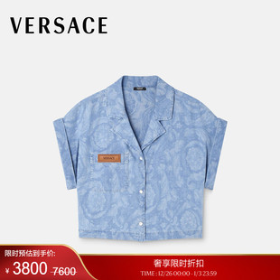 季 女士Barocco提花青年布短宽版 末优惠 范思哲 衬衫 VERSACE
