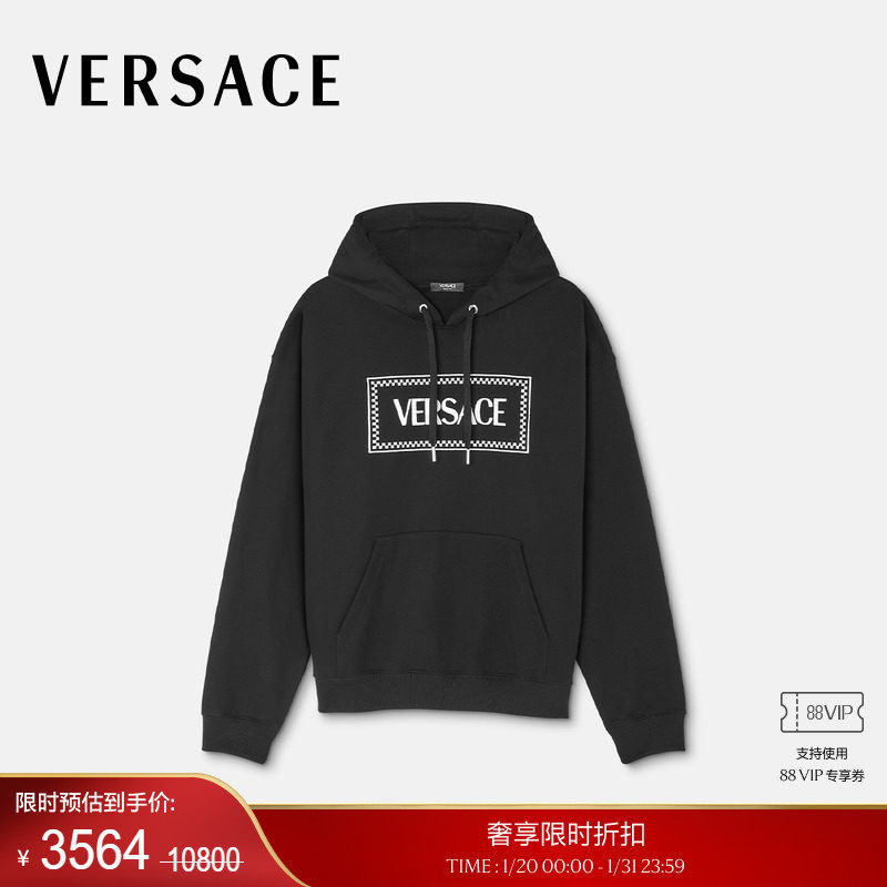 【季末优惠】VERSACE/范思哲 男士90年代复古风Logo连帽衫,男装,卫衣,淘宝优惠券,粉丝福利购,淘宝优惠卷