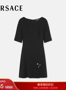 【季末优惠】VERSACE/范思哲Safety Pin喇叭形哑光缎面迷你连衣裙