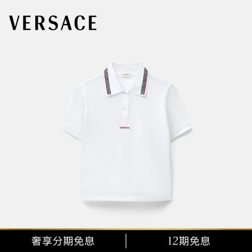 【秀场同款】VERSACE/范思哲 女士刺绣棉质珠地布Polo衫