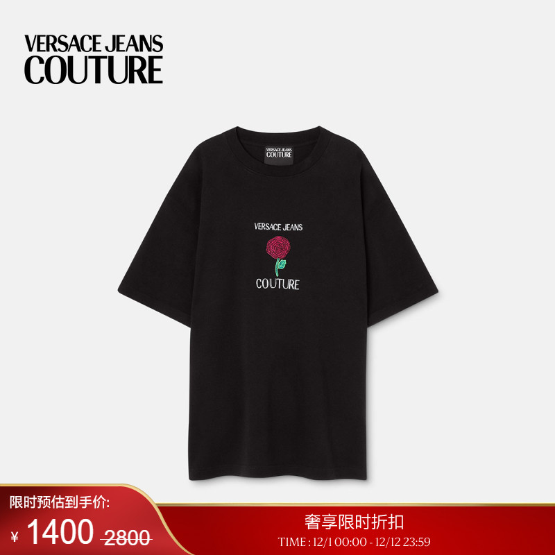 【季末优惠】VERSACE JEANS COUTURE 男士Roses Logo T恤
