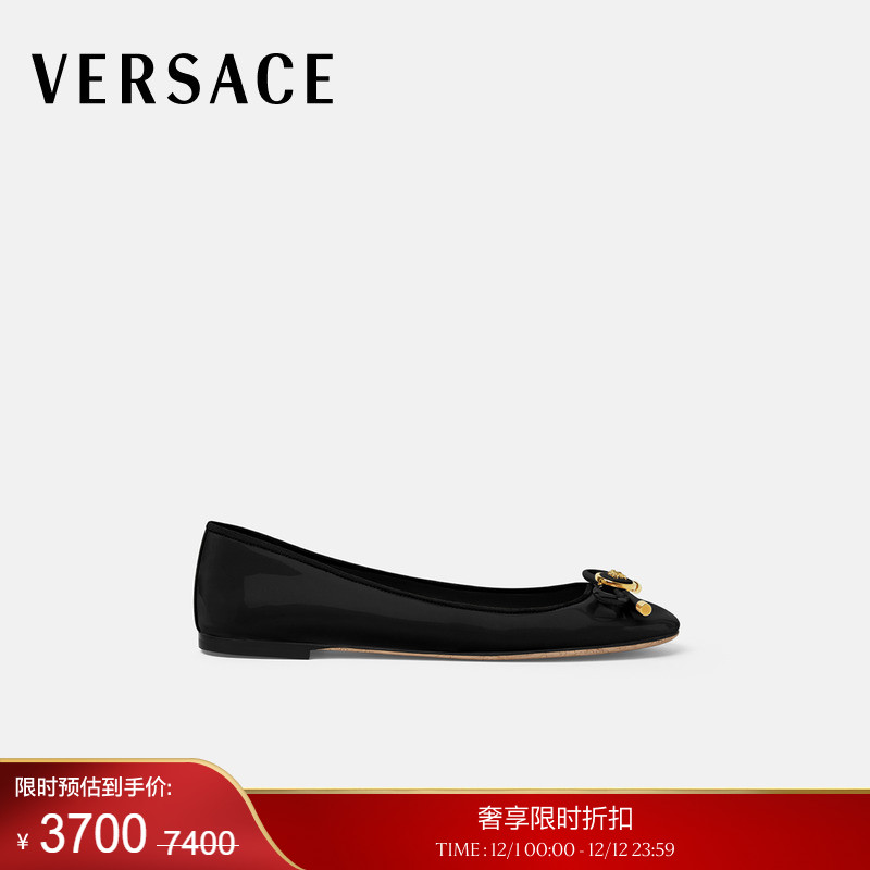 【季末优惠】VERSACE/范思哲 女士Opera蝴蝶结漆皮芭蕾舞鞋