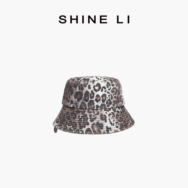 SHINE LI李姗 水洗豹纹渔夫帽 明星同款渔夫帽