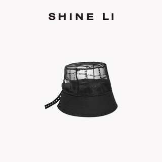 SHINE LI李姗 拼接网纱开叉渔夫帽 明星同款