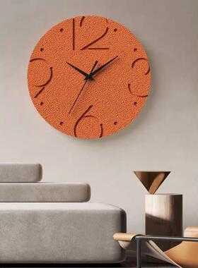 高级感电视背景墙立体砂岩轻奢餐厅钟表客厅设计静音时钟抽象挂画