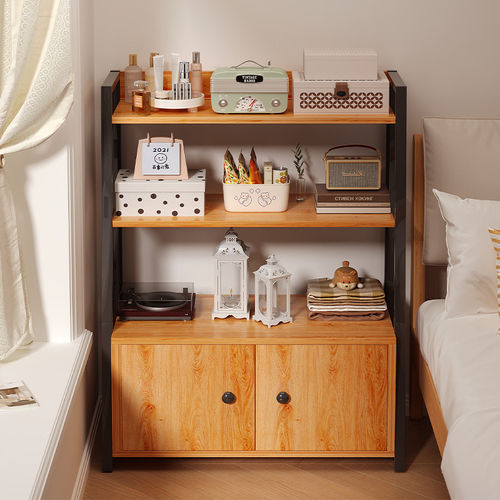 床头柜书柜一体落地书架床边收纳柜储物柜家用卧室靠墙床头置物架