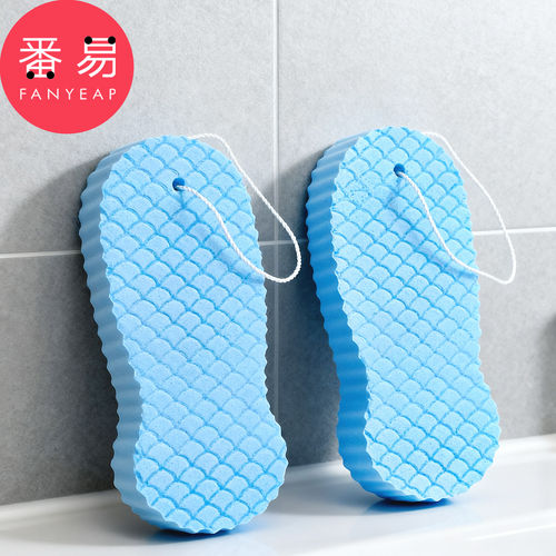 搓澡海绵A1pn088-鱼鳞花纹沐浴绵洗澡搓手后背搓灰搓泥海绵家用女